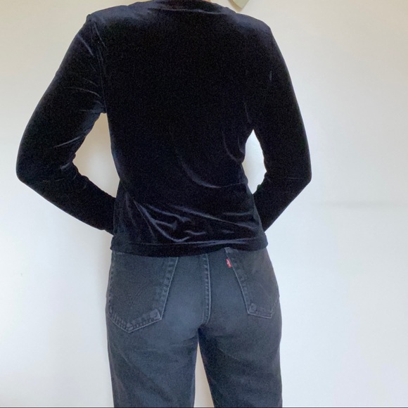 Velvet Button Up Black Cardigan - Picture 4 of 4